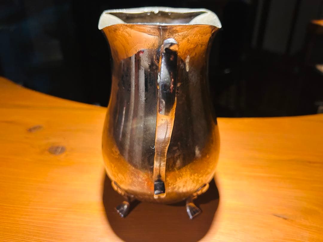 USAアンティーク】 猫脚　金属製ポット　シルバー色