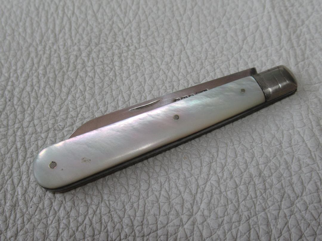 ◆美品1932年英国製！シェフィールド白蝶貝純銀シルバー フルーツナイフ