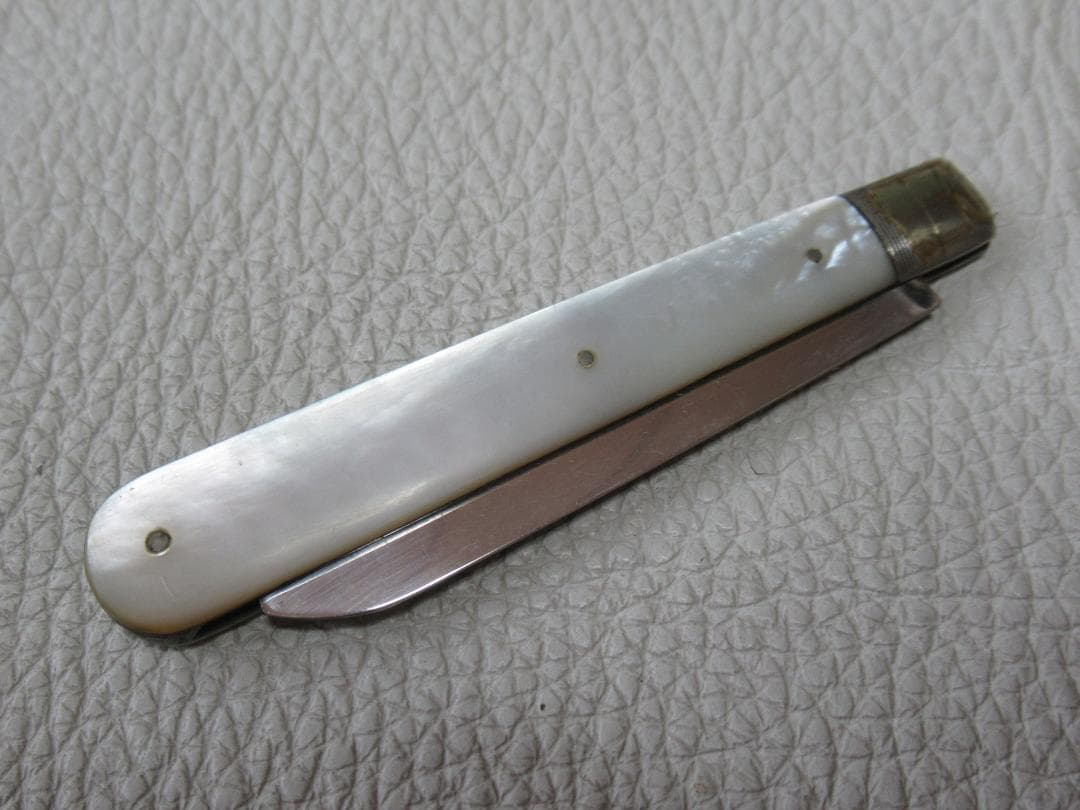 ◆美品1932年英国製！シェフィールド白蝶貝純銀シルバー フルーツナイフ
