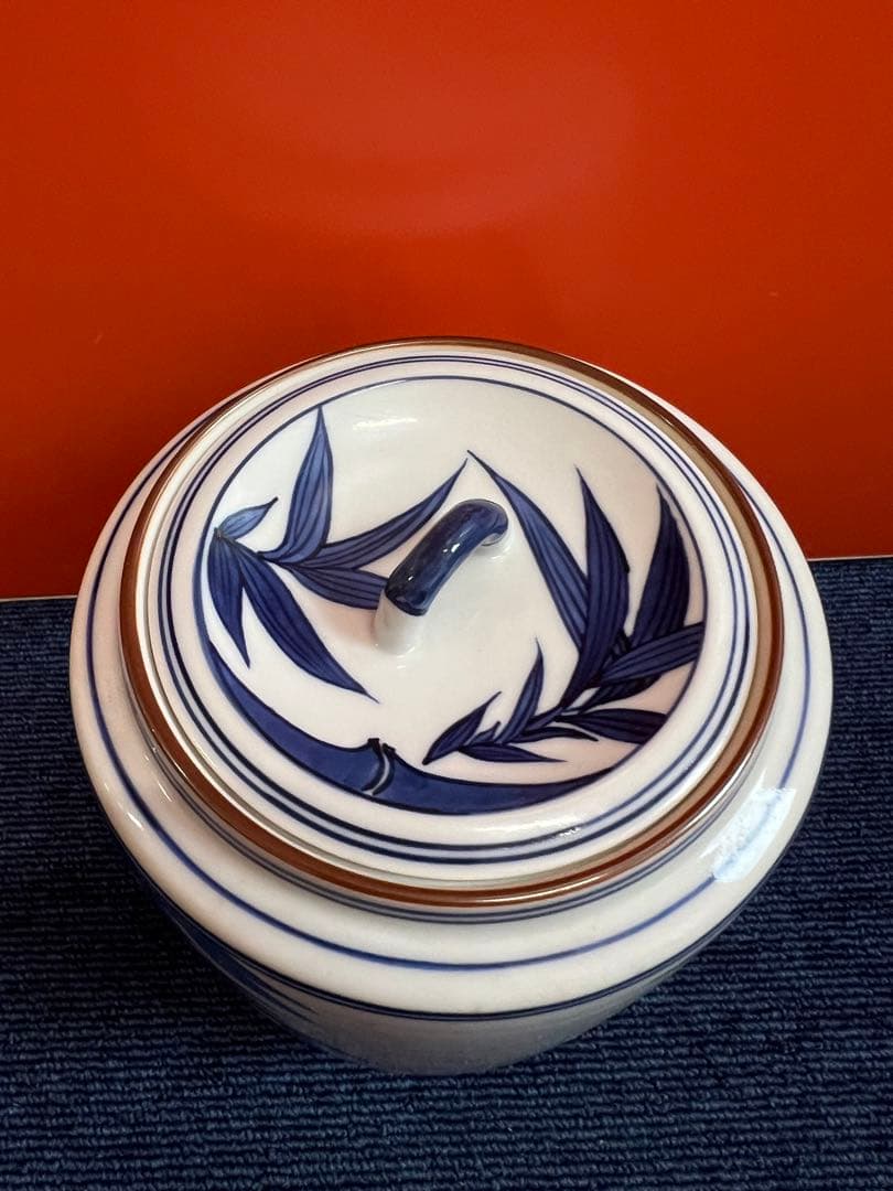 1319  茶道具　染付竹文水指　手塚景雲作　未使用