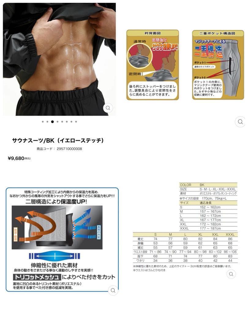 定価9.680円☆試着のみ超美品☆GOLD'S GYMオリジナル・サウナスーツ②