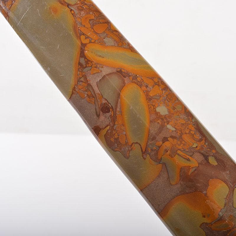 中国　玉石寿山石彫刻　剣　置物　唐木飾台付　C　6843