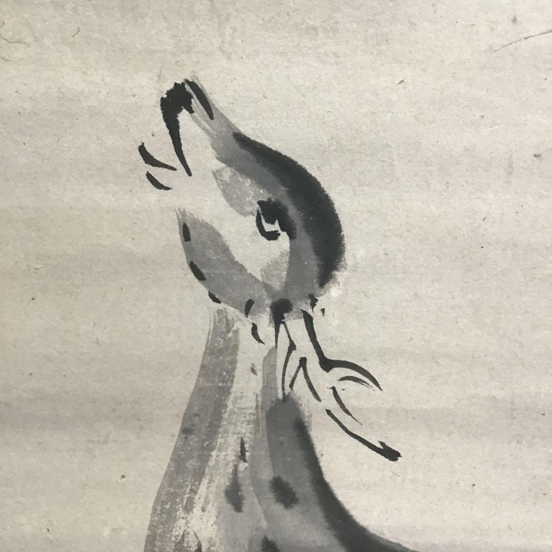 K茶道具　掛軸「鹿」狩人にこそ角はあれ鹿の声　横井也有画讃　栞共　S1011KJ