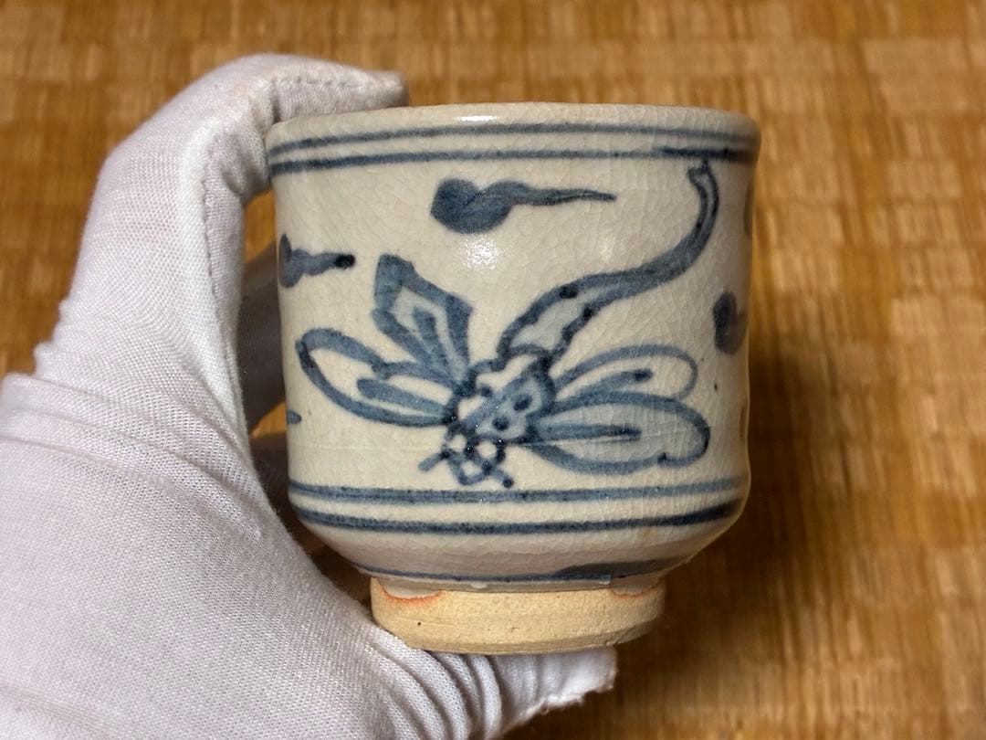 茶道具 安南蜻蛉紋 湯呑 【清水六兵衛窯】五客揃い 在印 共箱