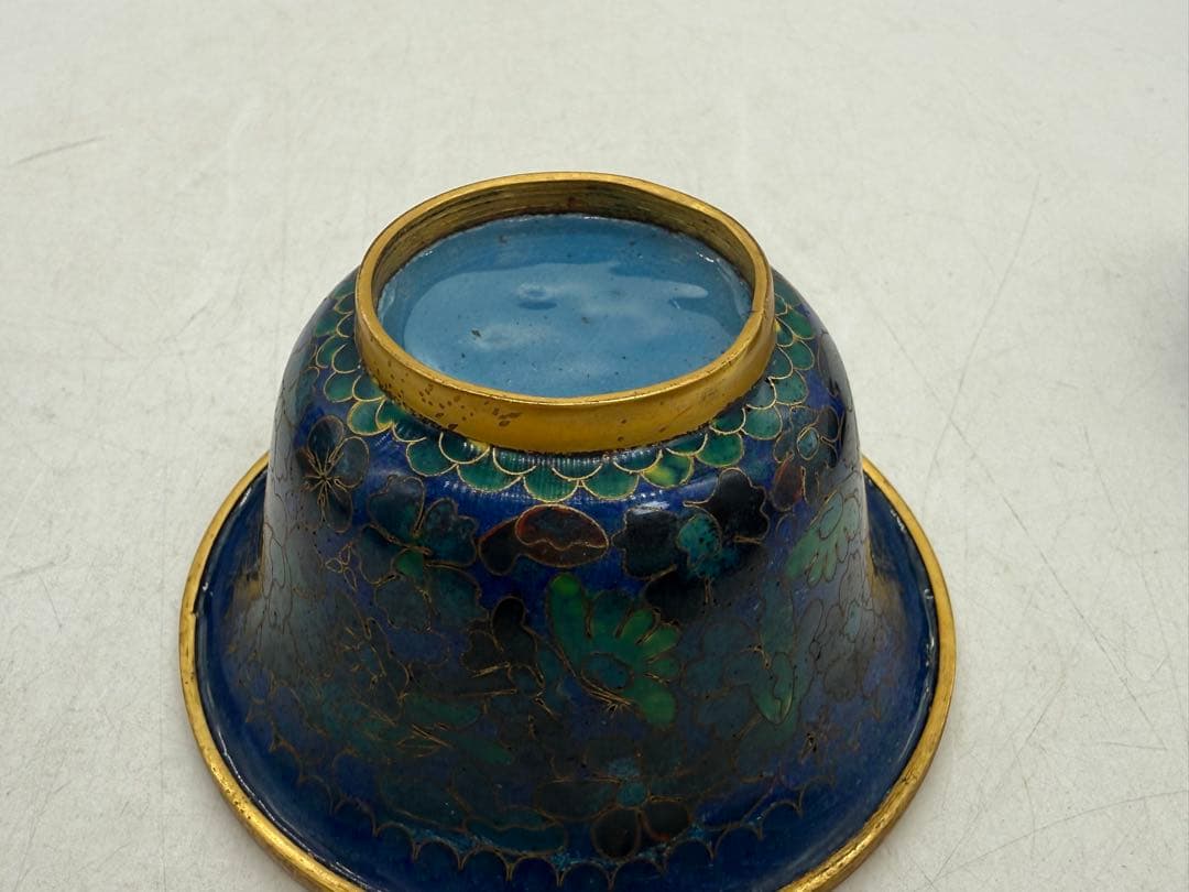 中国　七宝焼　三多紋　杯　台付　送料込み251224