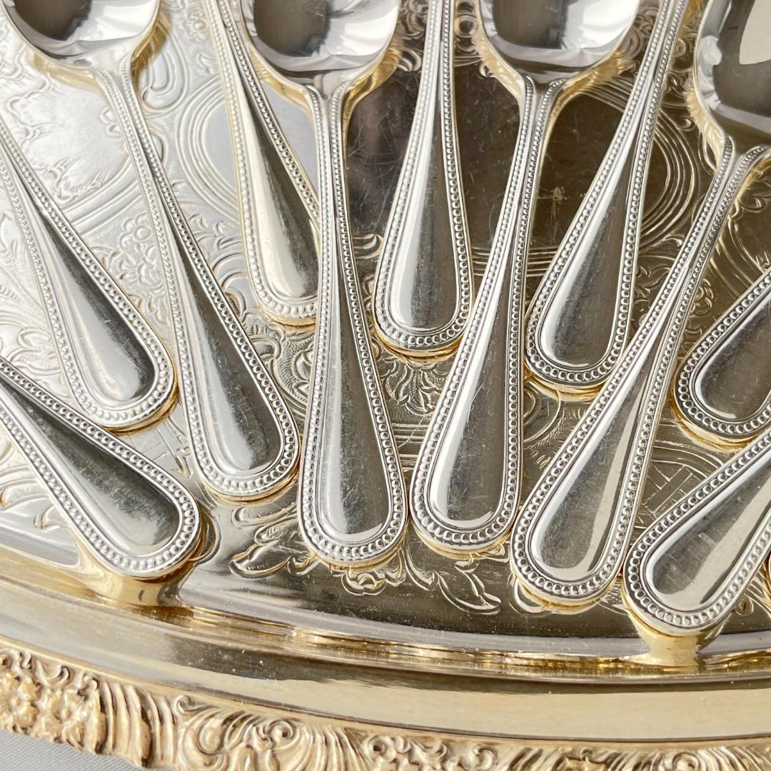 【英国】 パール ティースプーン 12本　エレガントな真珠モチーフ