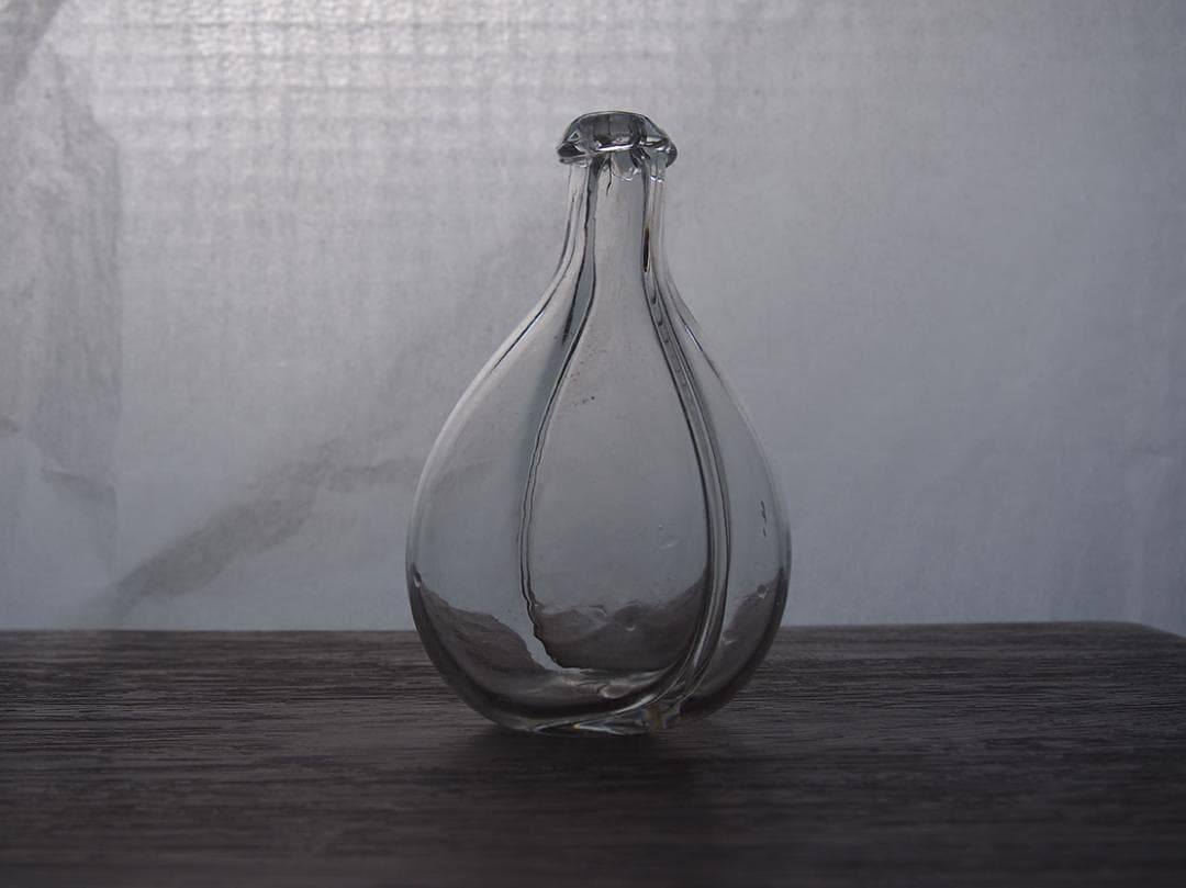 吹きガラスの２輪挿し ゆらゆらガラス ガラスボトル 古道具 硝子/K413