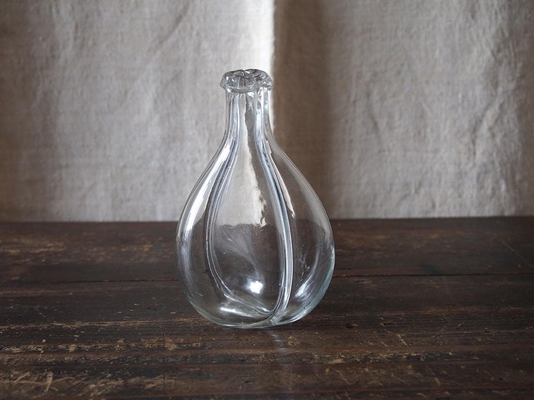 吹きガラスの２輪挿し ゆらゆらガラス ガラスボトル 古道具 硝子/K413