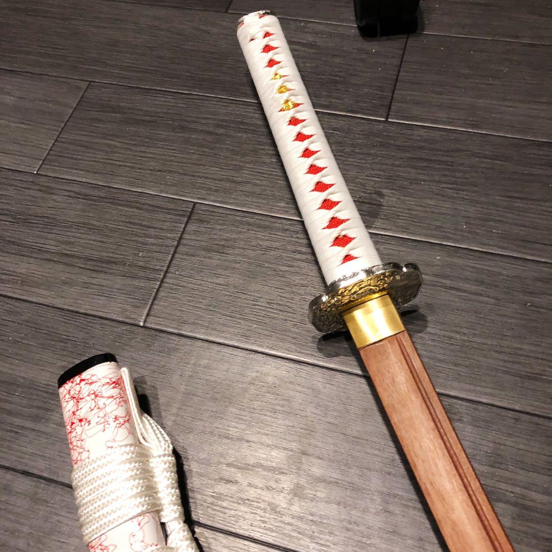 美品　本格模造刀　ローズウッド　木刀　鞘付き木刀　拵え　白拵え