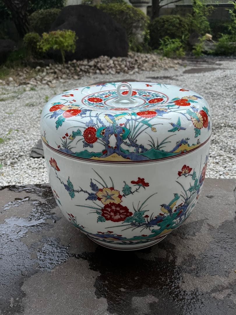 鷹峰　緒方作　大深鉢　火鉢　置物　工芸品　美術品　直径31cm アンティーク