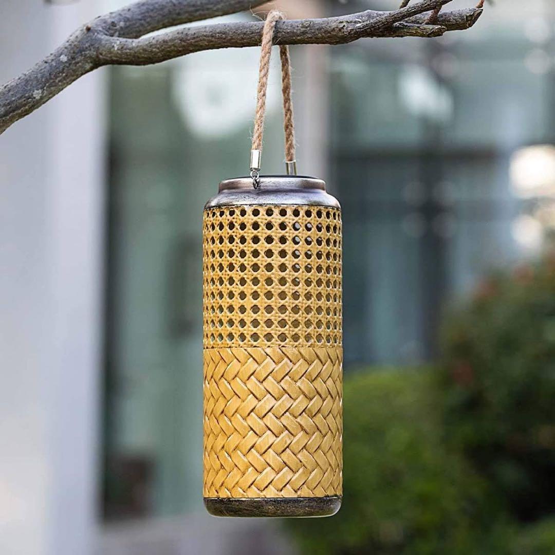 新品未開封⭐️ソーラーライト LEDランタン 籐の籠 アンティークガーデンライト