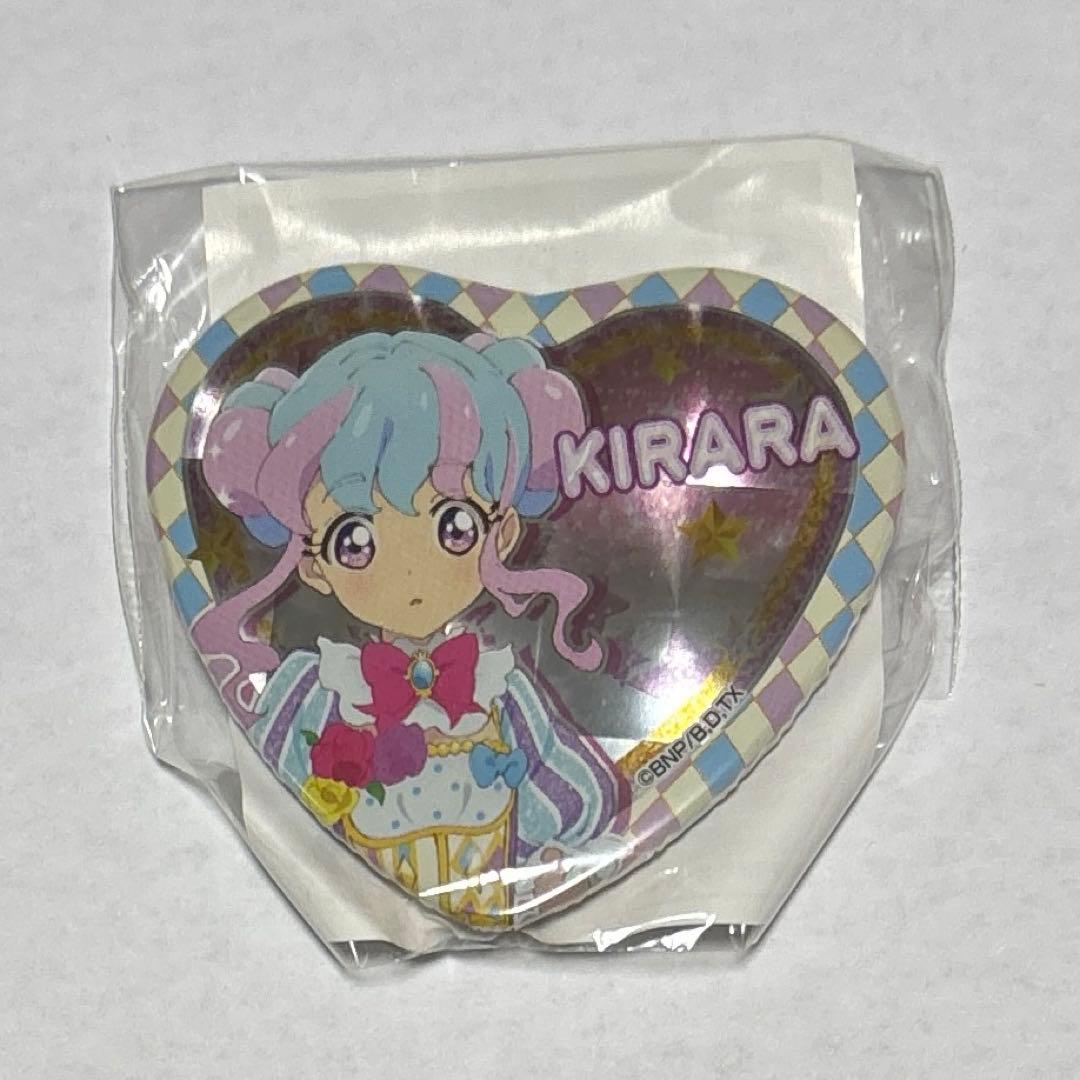 アイカツスターズ　グリッターガラポン　ハート型缶バッジ　花園きらら