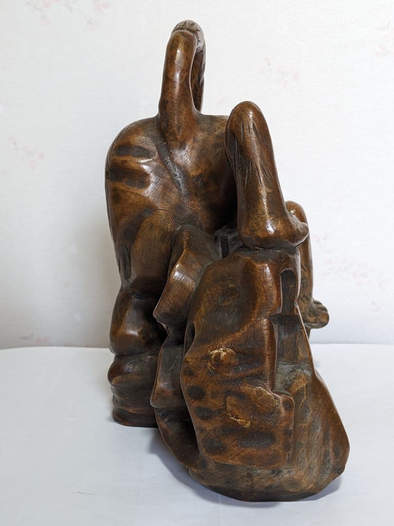 ♦木彫 虎 透し彫り 一点物 飴色 トラ 寅 干支 縁起物 置物古美術品 骨董品