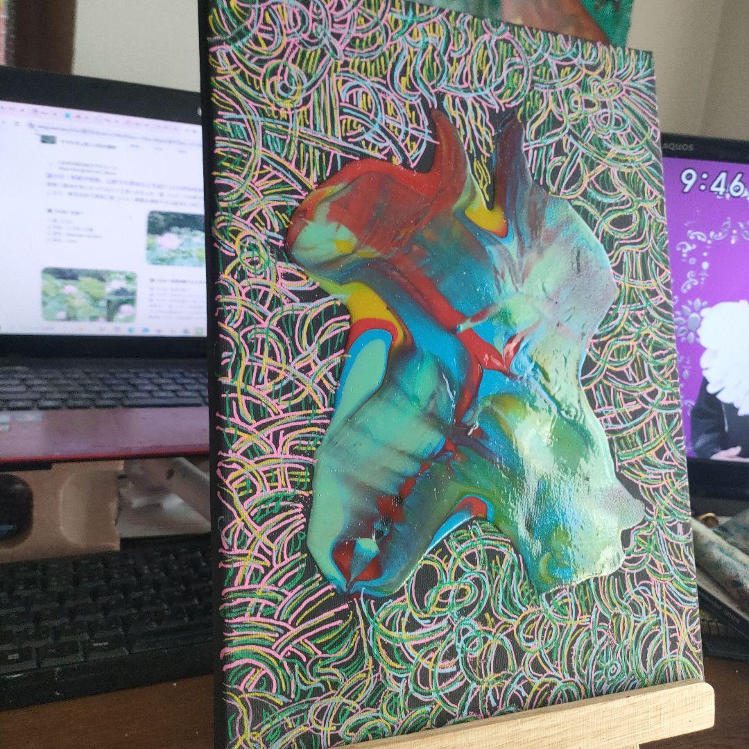 光の羽ばたき。多色抽象アクリル画