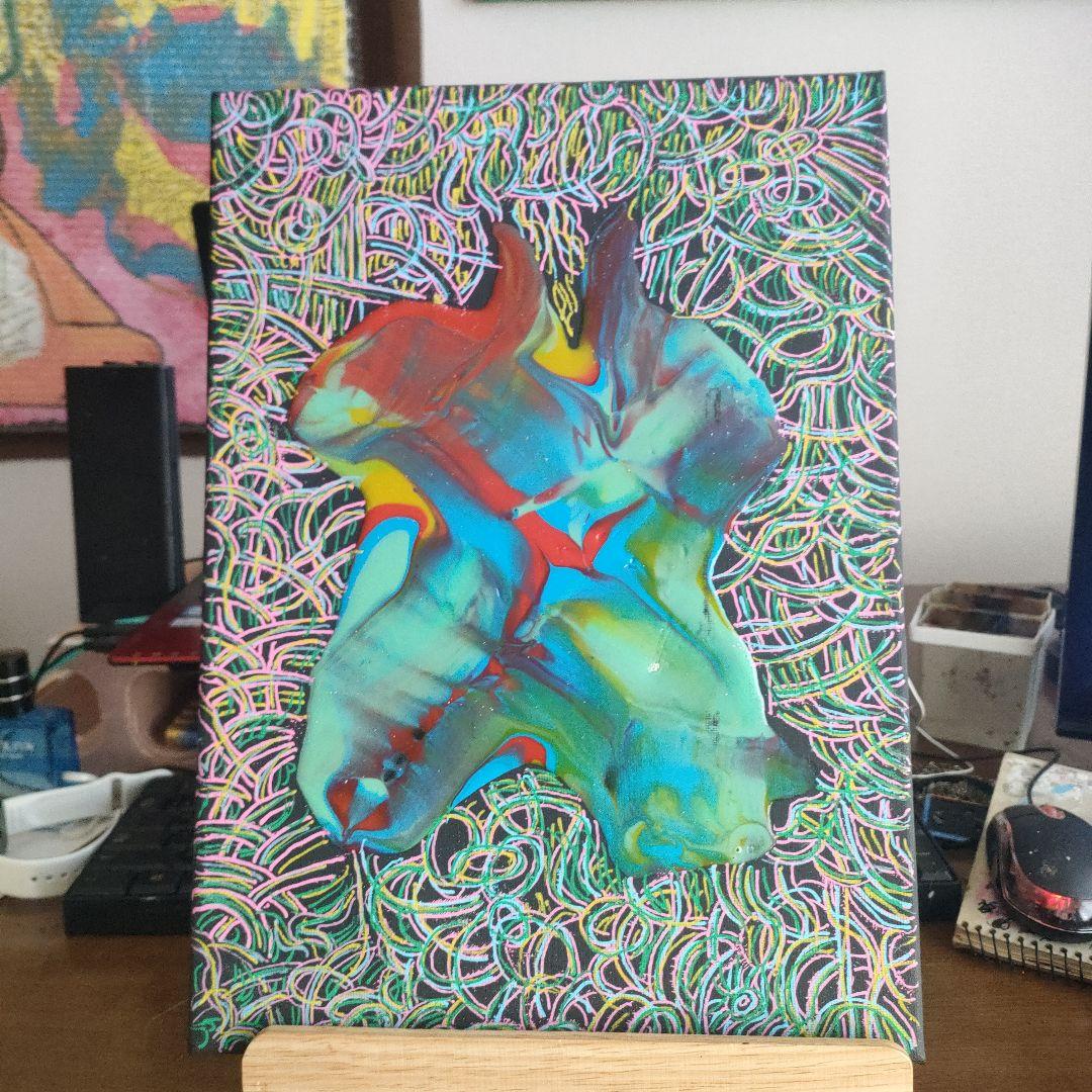 光の羽ばたき。多色抽象アクリル画