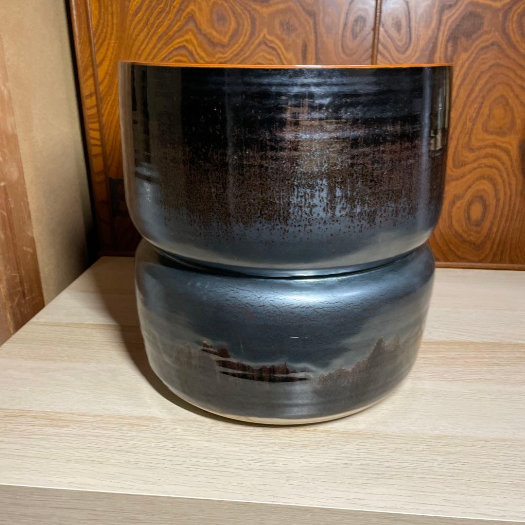 個展出品大作　青木龍山　天目曙光大花器　箱なし