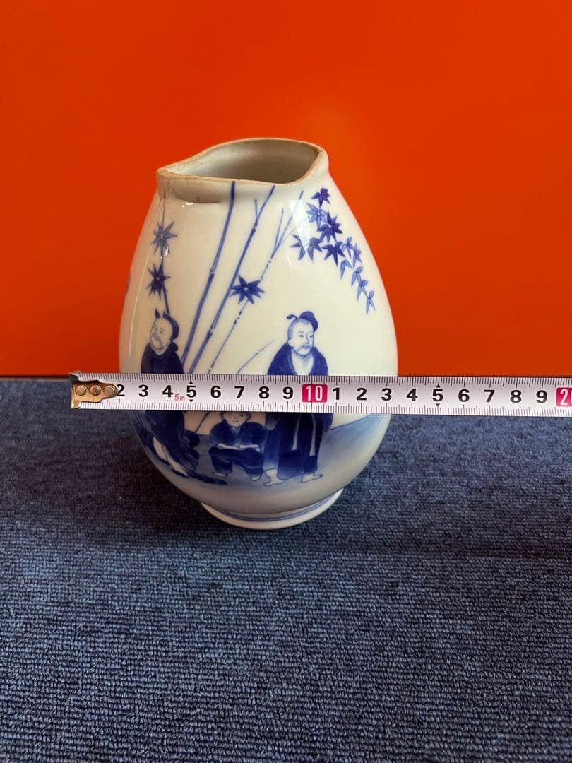 1442 深川製磁　染付人物　花瓶　時代物