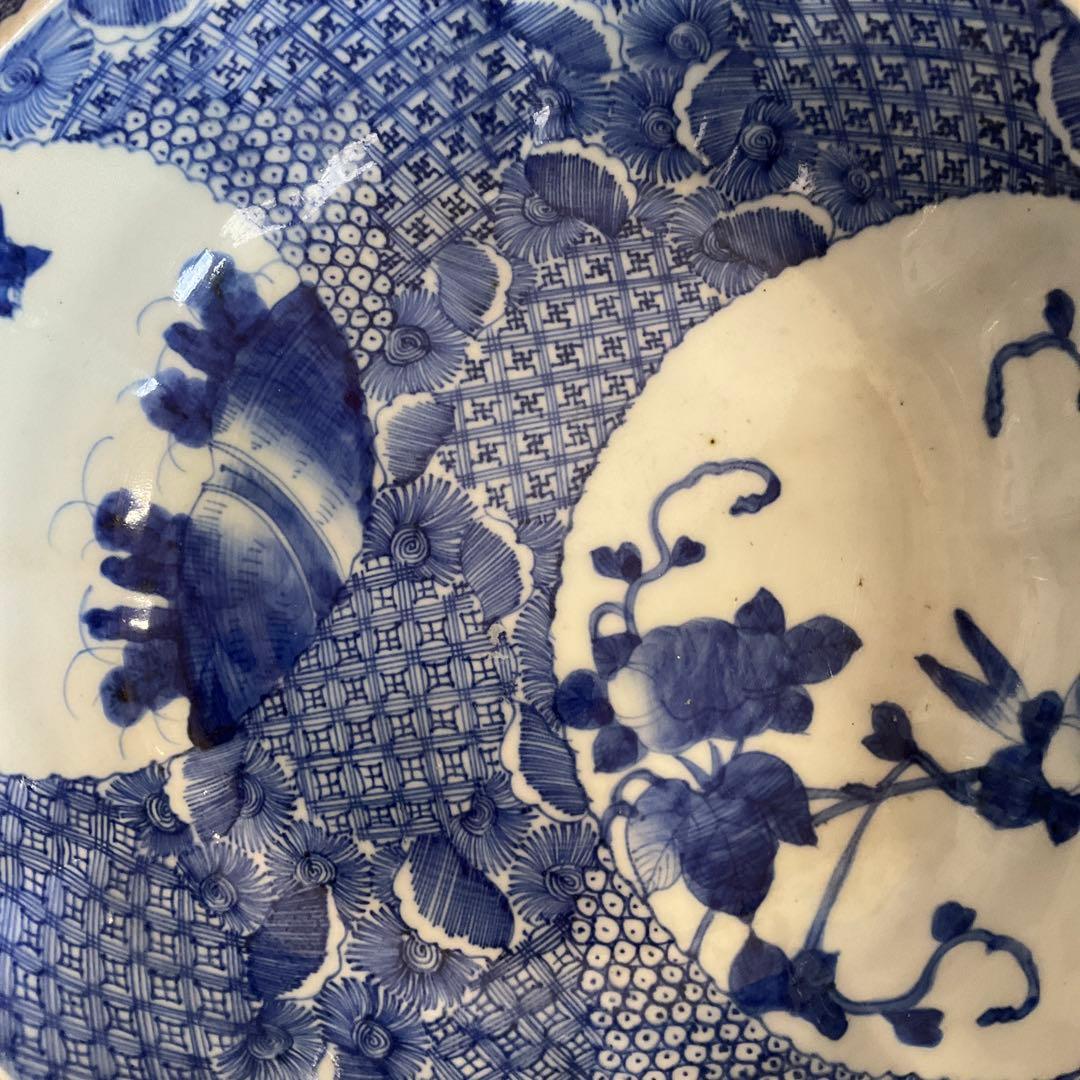 古伊万里　染付花鳥文深鉢　江戸時代中期から後期頃　優品