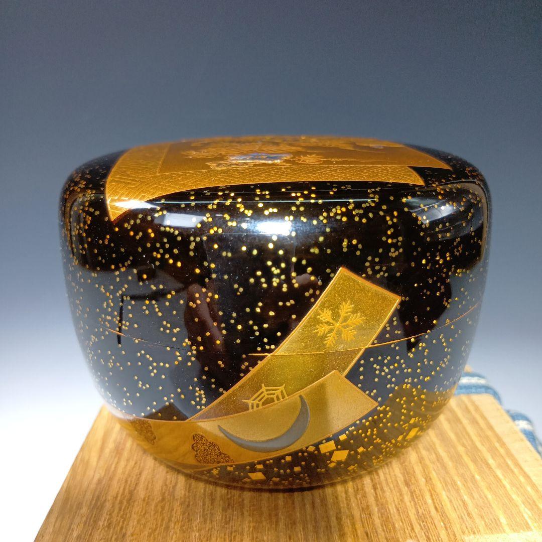 値下げ茶道具　清瀬一光作　色絵蒔絵平棗　 共箱　美品