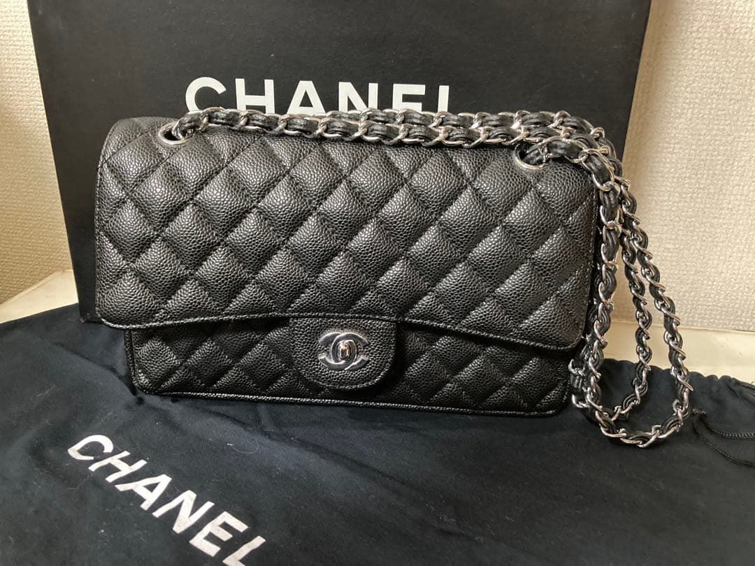 難ありCHANEL 【ノベルティ】チェーン フラップバッグ/キャビア/