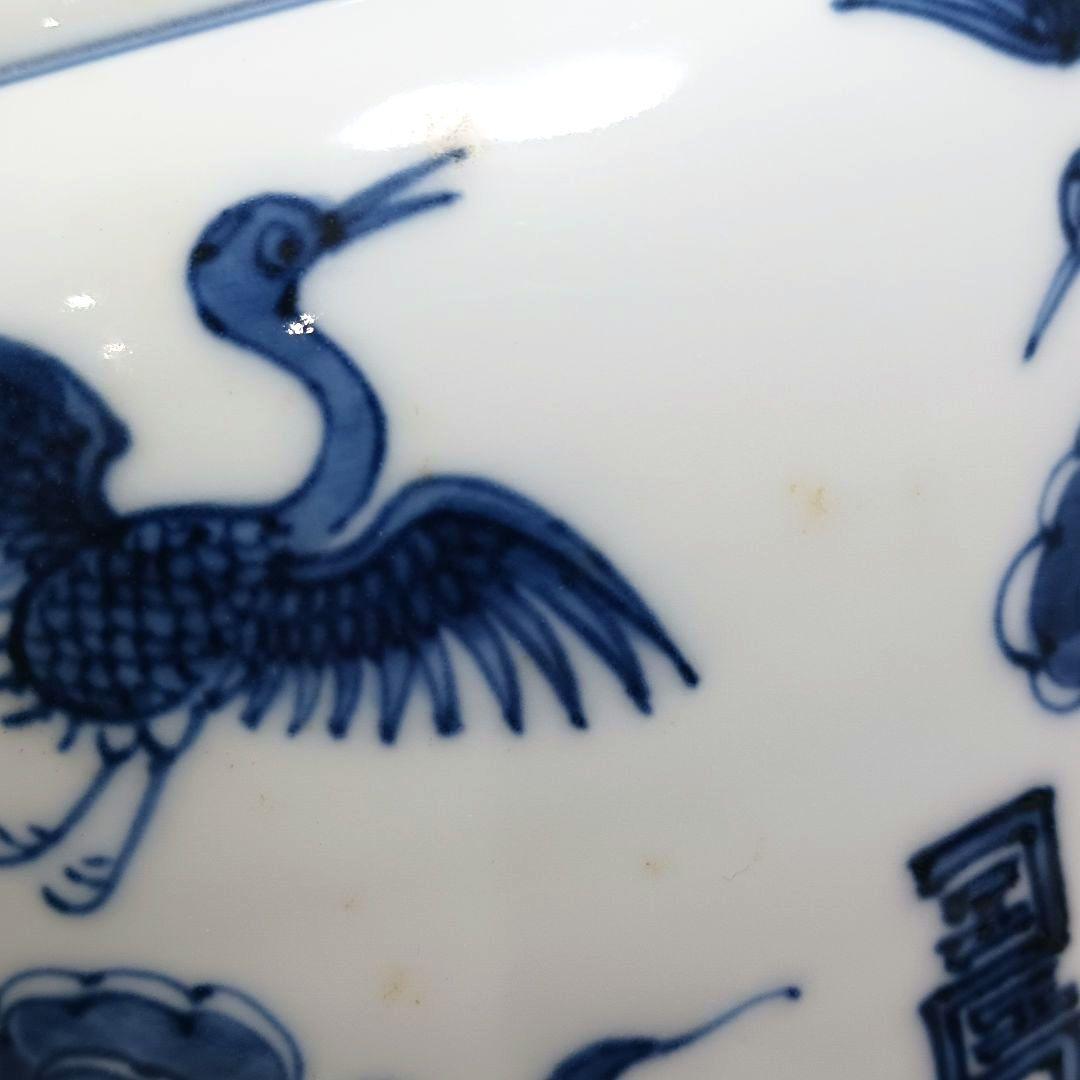 Y3336-2 茶道具 平安秀峰造 雲鳥文 染付水指 共箱