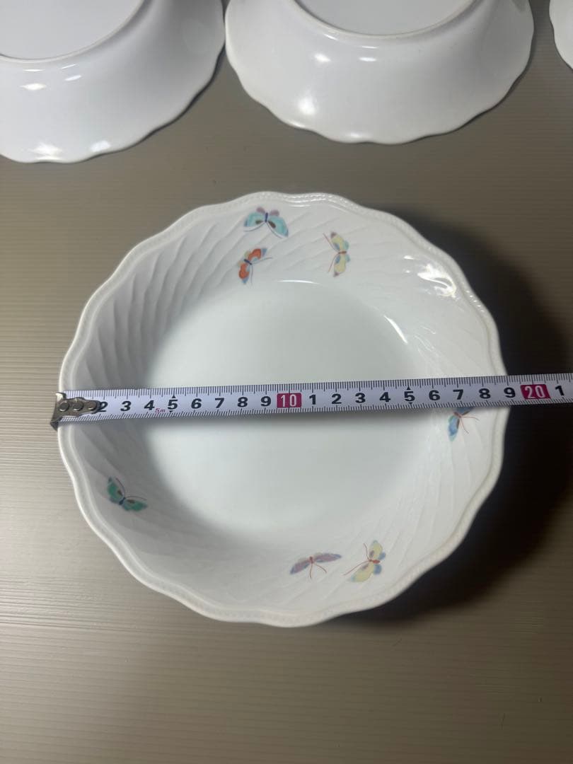 2079 深川製磁　蝶文　皿5客　鉢1客　未使用