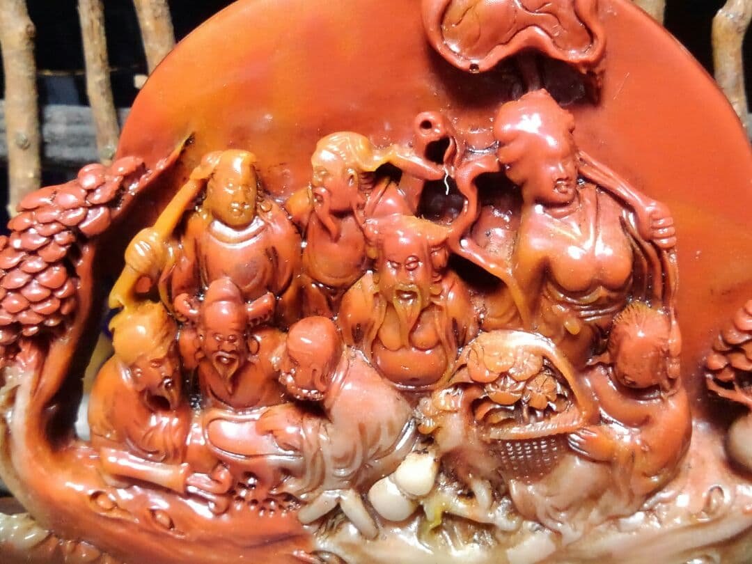 ♥中国　瑪瑙　細密　彫刻　骨董品　置物