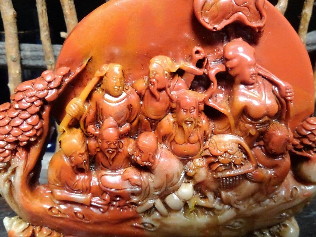 ♥中国　瑪瑙　細密　彫刻　骨董品　置物