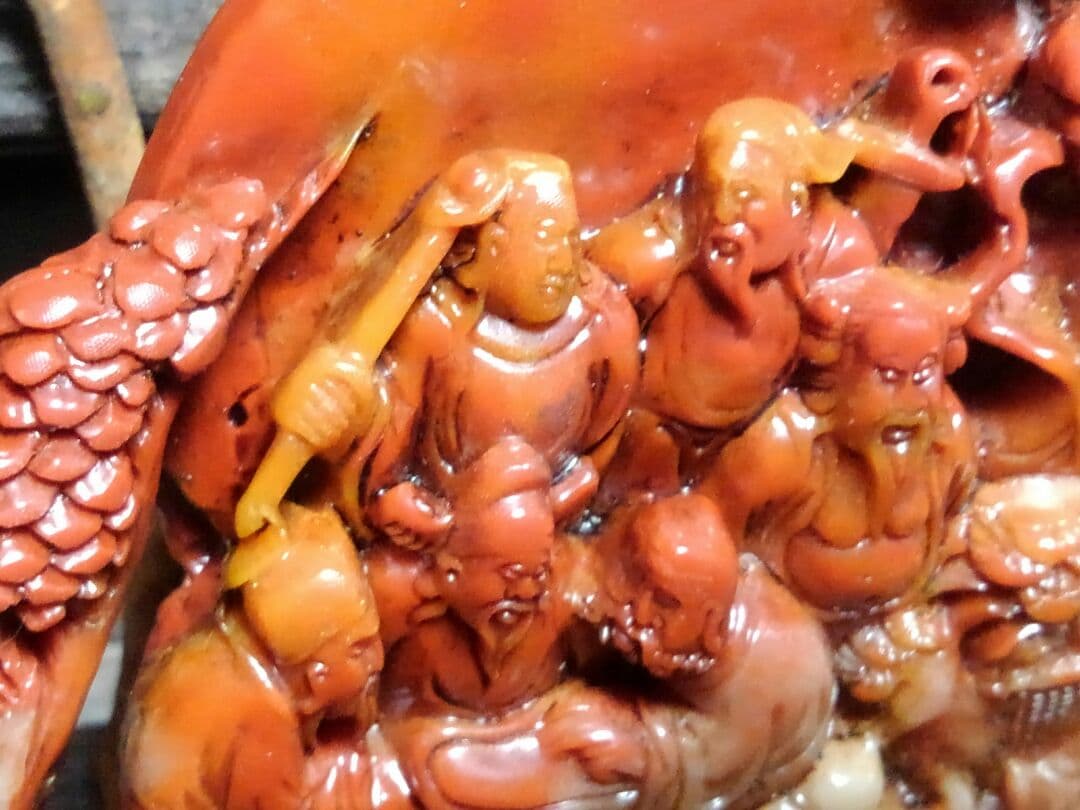 ♥中国　瑪瑙　細密　彫刻　骨董品　置物