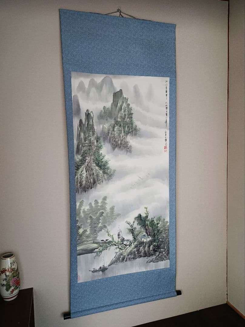 極美品 レア 中国 軸 開運 金運 絵 龍脈 山水 花鳥 美術 骨董 インテリア