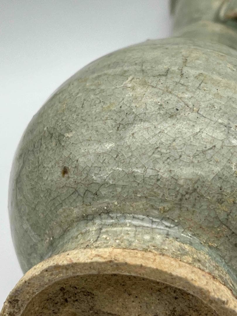 北宋時代　青白磁貫耳瓶　景徳鎮　影青　花入　花瓶　茶道具(E-96)