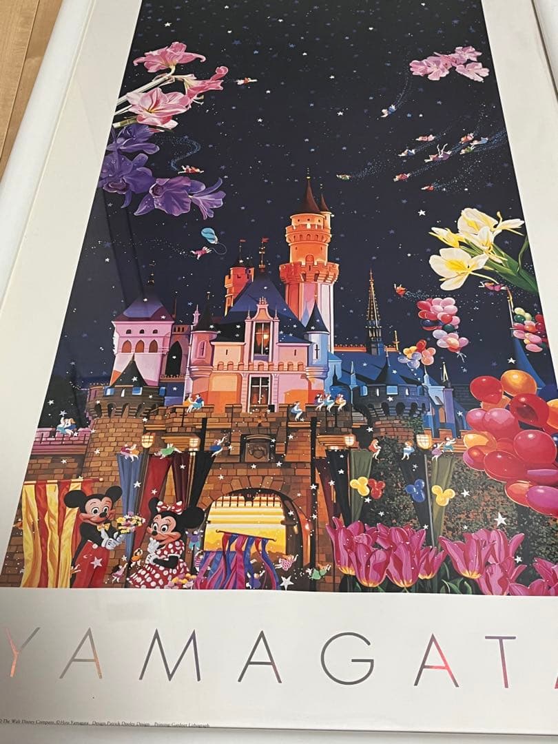 【特大】ヒロ・ヤマガタ　DISNEY LAND EVENIG ポスター　額傷有
