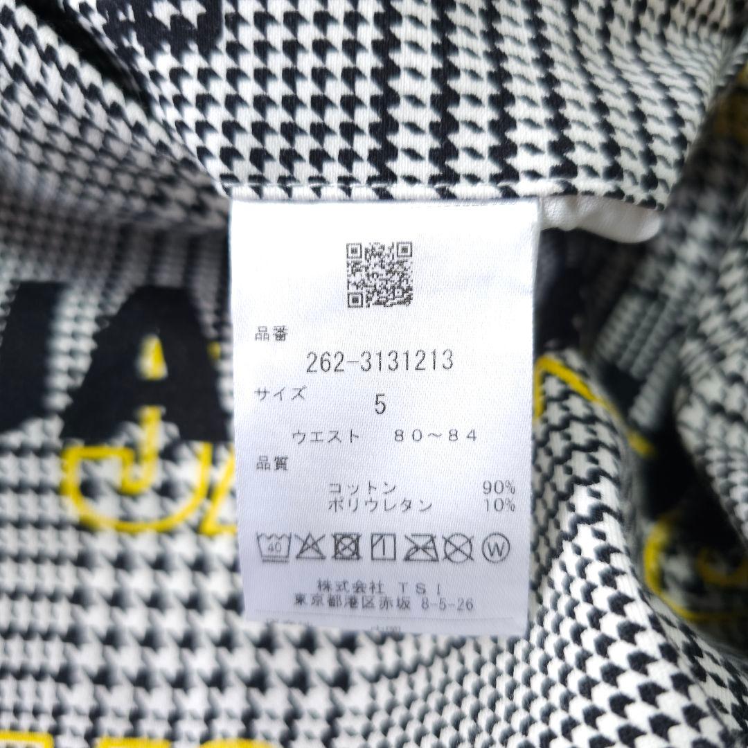 極美品 ジャックバニー グレンチェック柄 ロゴネーム ストレッチゴルフパンツ L