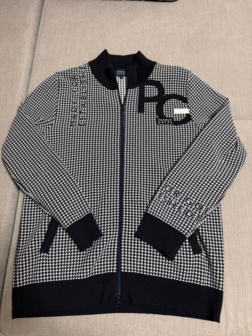 PEARLY GATES メンズ ニットジップアップ 千鳥柄
