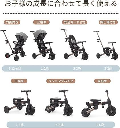 子供用三輪車 乗用玩具 1歳-3歳 折りたたみカバー 手押し棒付き 7in1