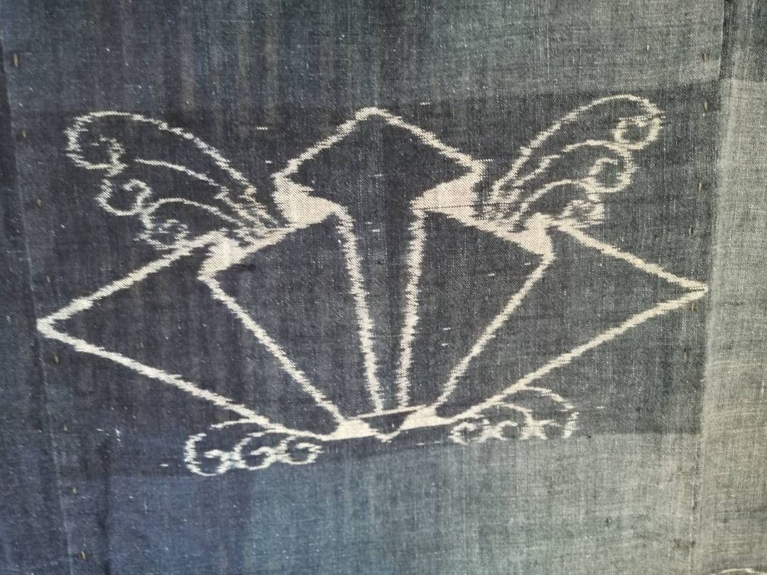 伊予絣　宝袋に蝶熨斗文　4幅