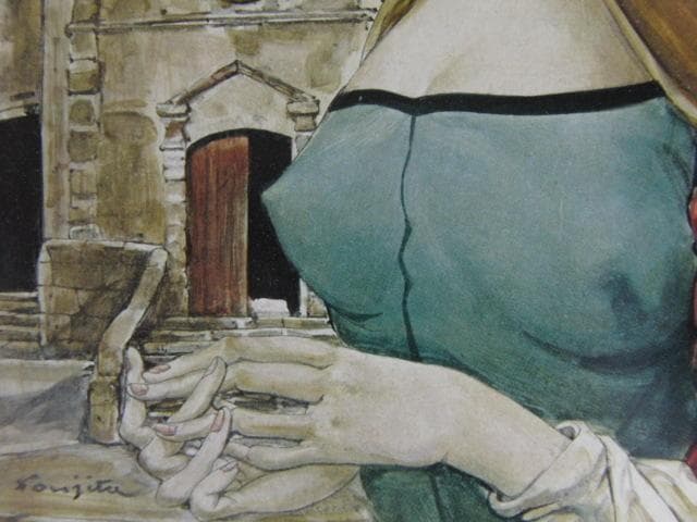 藤田嗣治、【聖母像 】、希少な限定額装用画集画、新品高級額 額装付