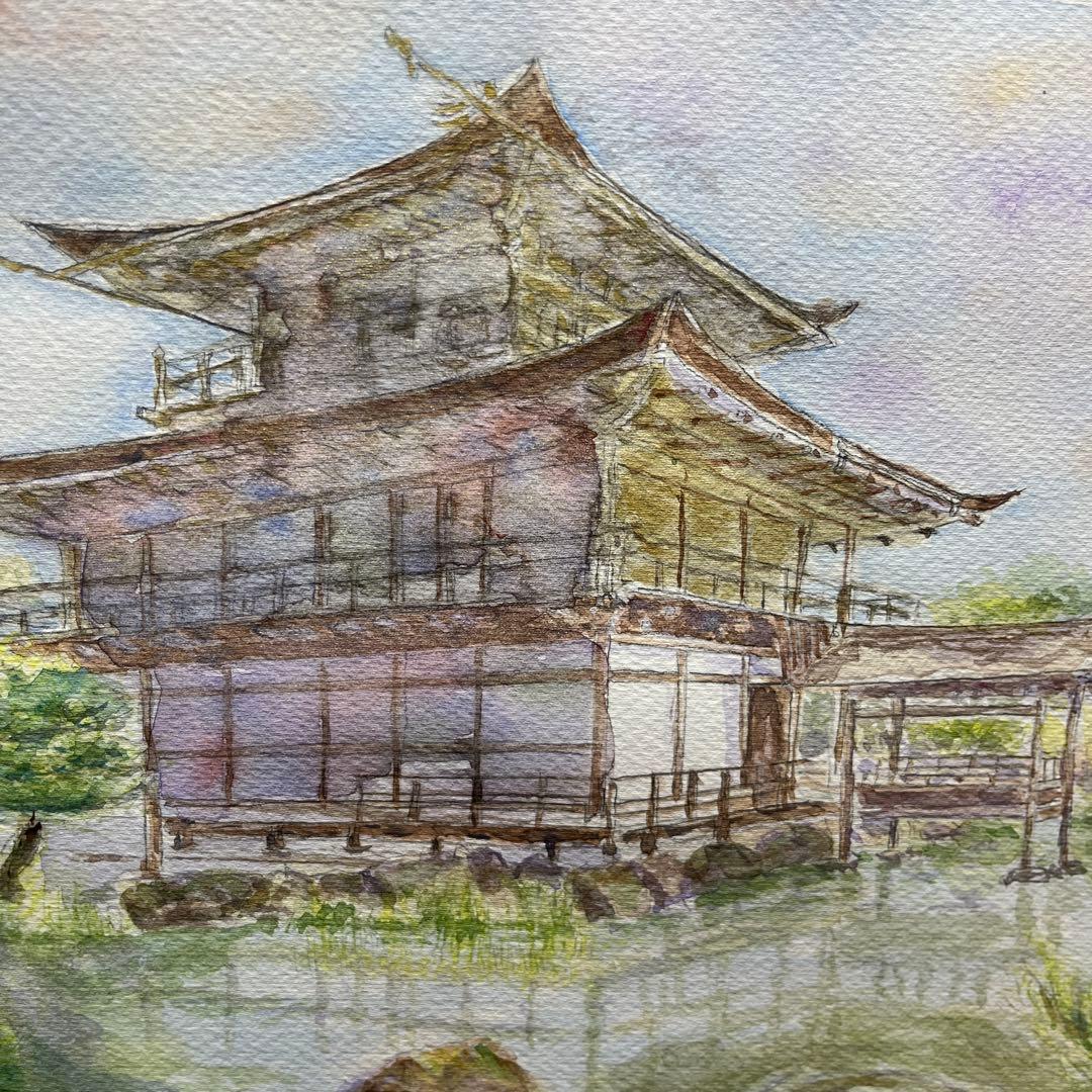 動画投稿中　F4 金閣寺　手描き水彩画　直筆原画　京都世界遺産