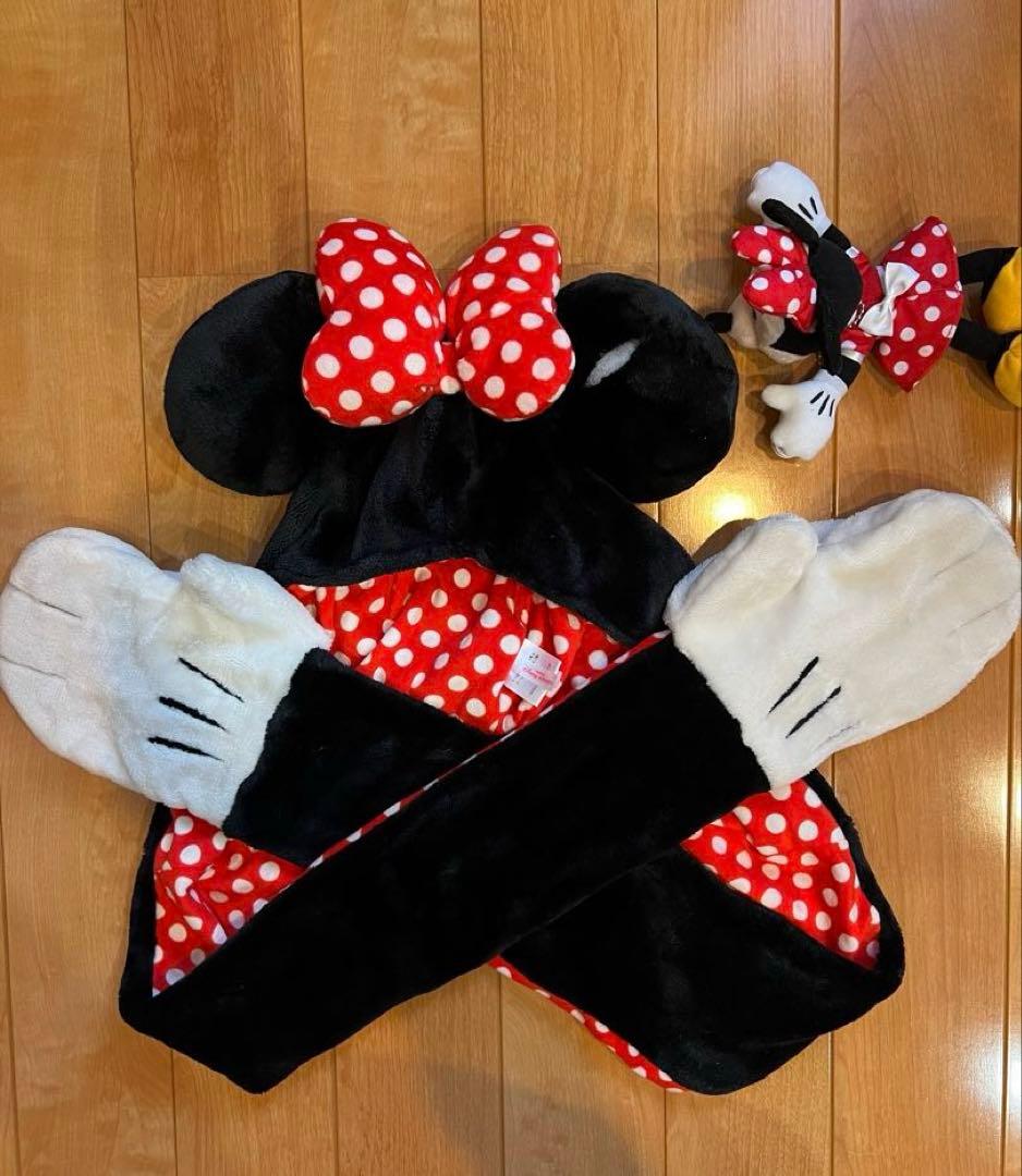 ディズニー ミニーマフラーキャップ+ ミニーぬいぐるみ肩乗せ　セット