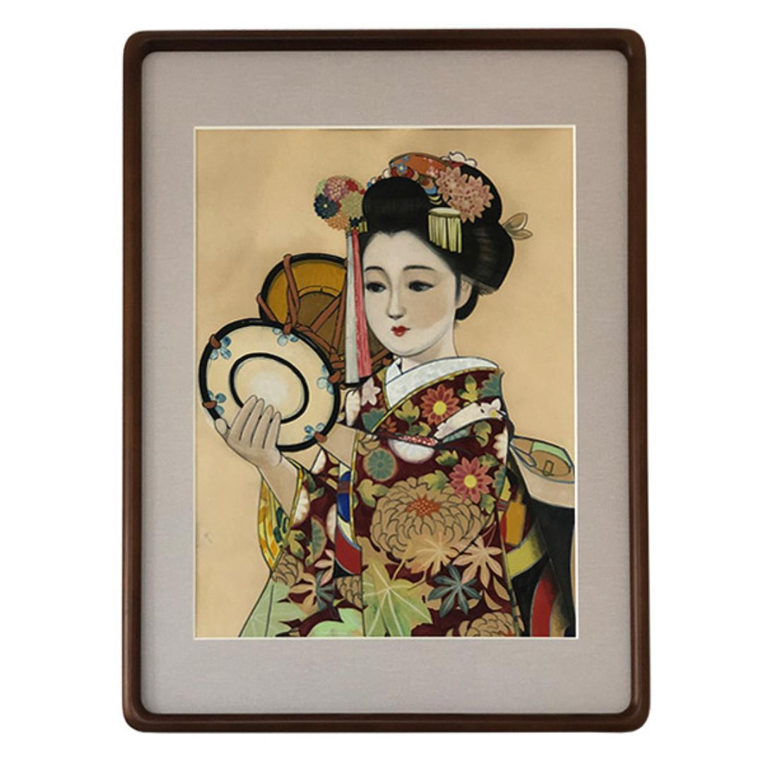 版画『鼓と少女』太田二郎 作