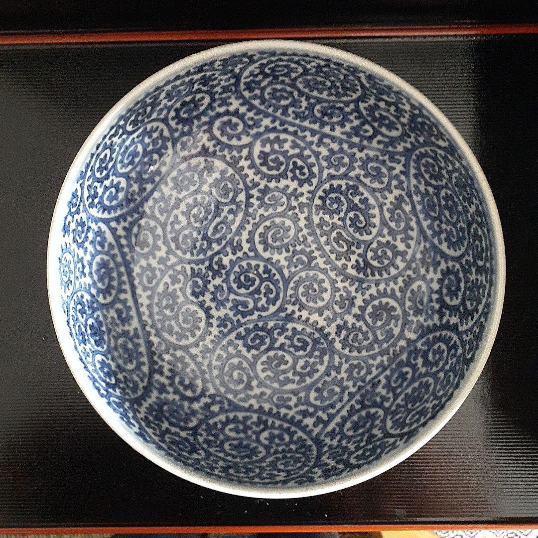 江戸時代染付たこ唐草鉢