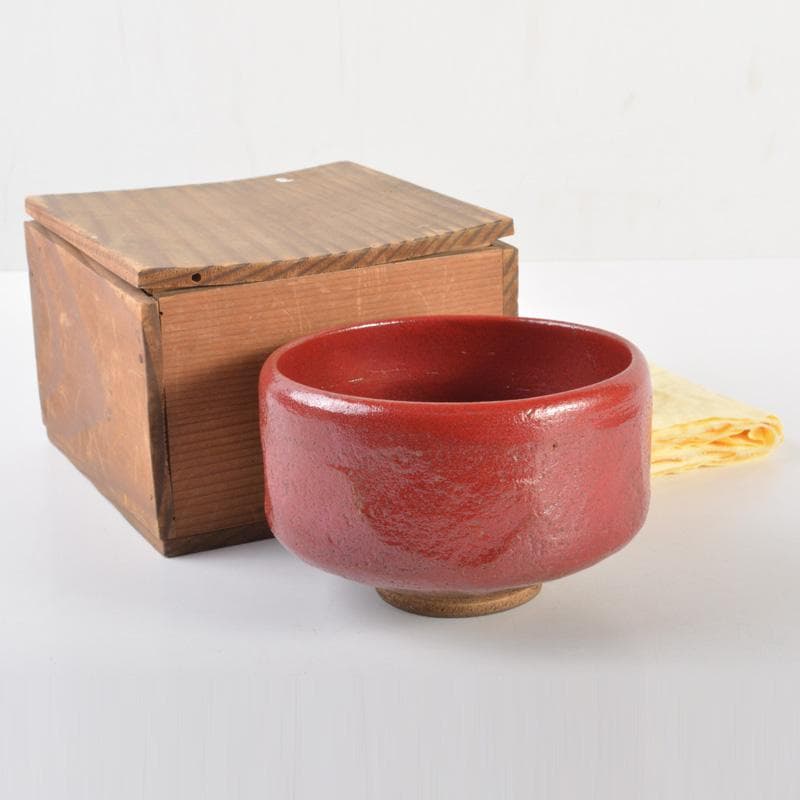 茶道具　赤楽茶碗　在銘　時代箱付　N　6504