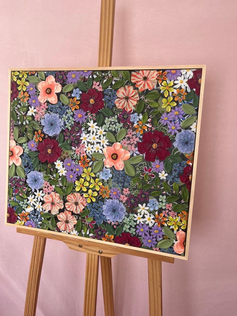 絵画 花の絵 フラワー アート テクスチャーアート ボタニカル ボタニカルアート