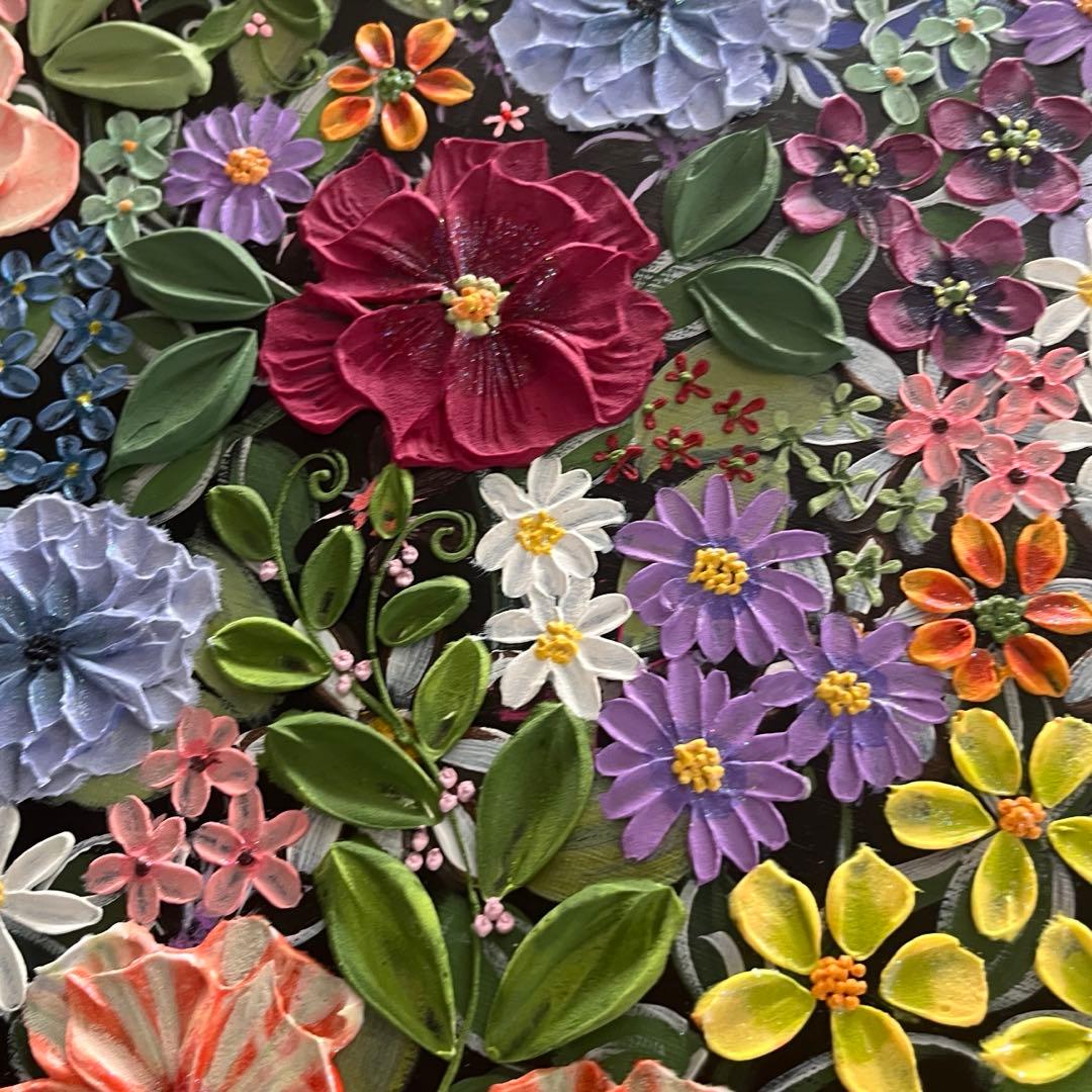 絵画 花の絵 フラワー アート テクスチャーアート ボタニカル ボタニカルアート