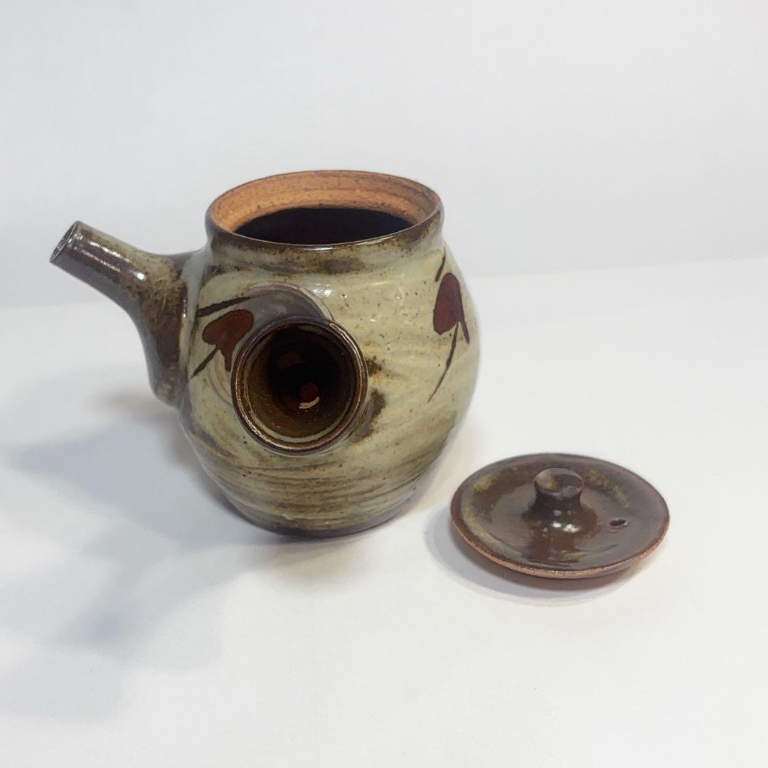 益子焼　人間国宝　島岡達三作　象嵌急須　共箱付