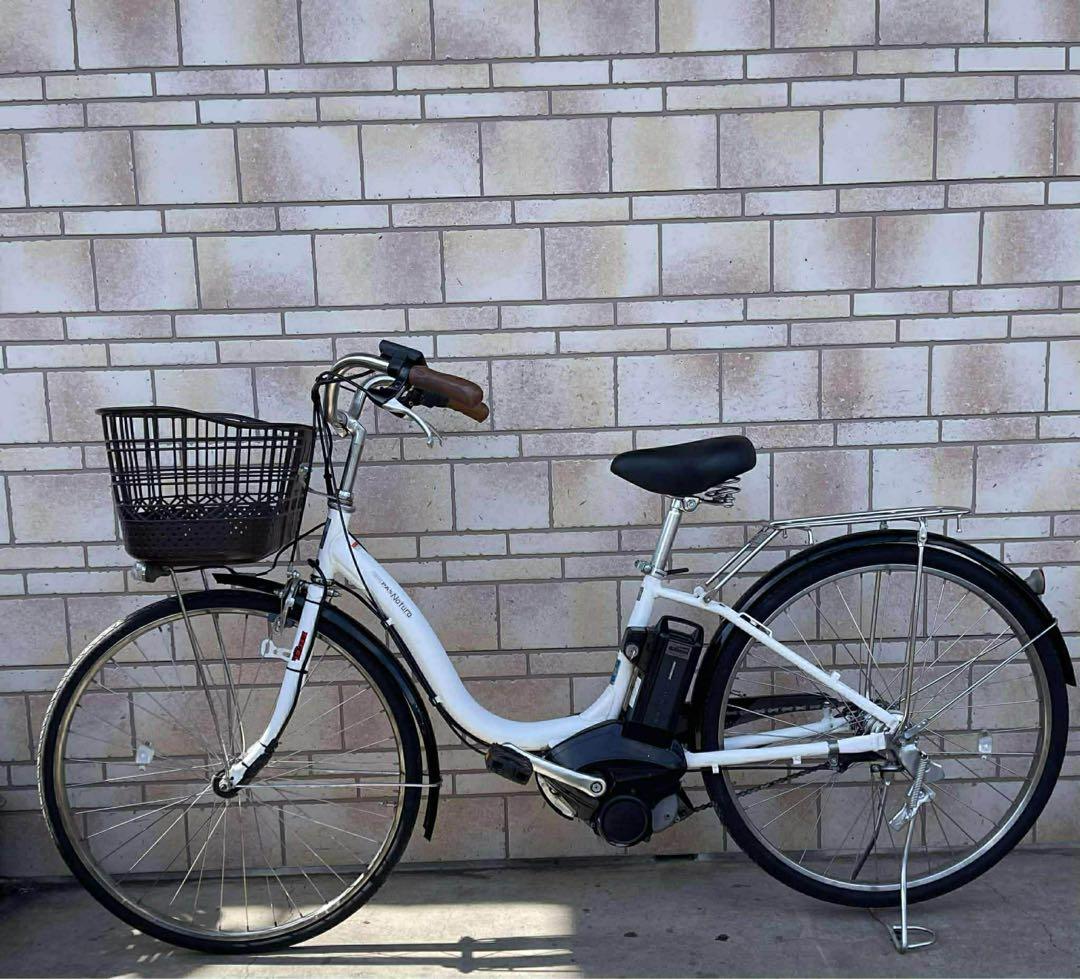 ホワイト 電動アシスト自転車 前カゴ付き