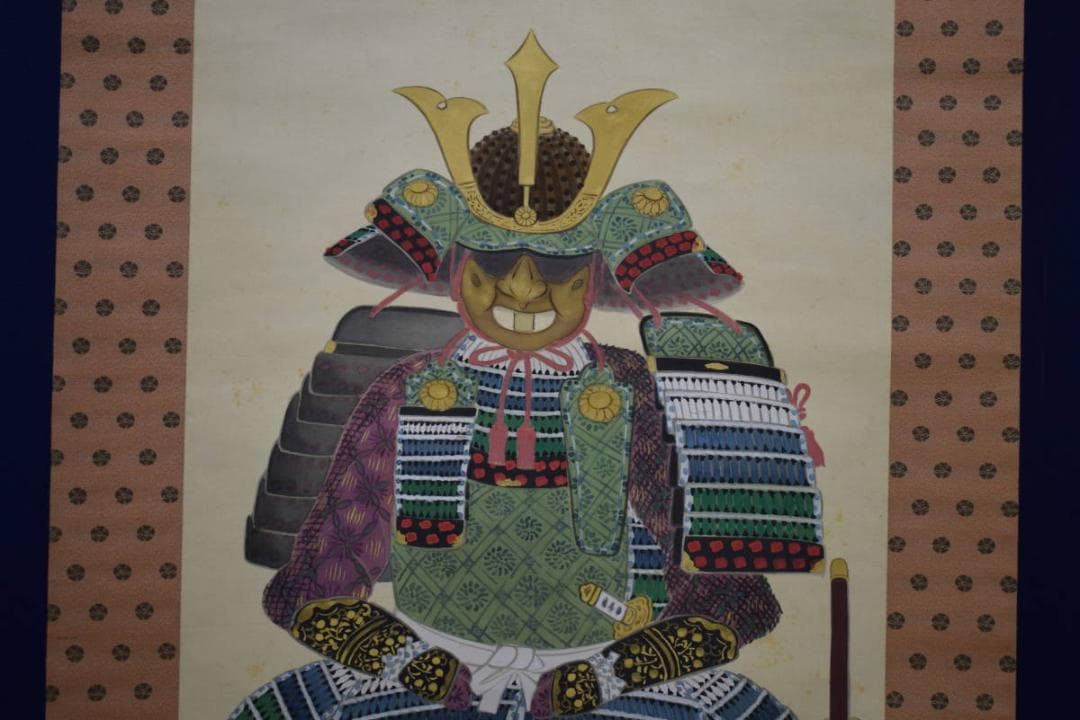 真作/光峯/具足図/鎧図/桐共箱付/布袋屋掛軸HE-102