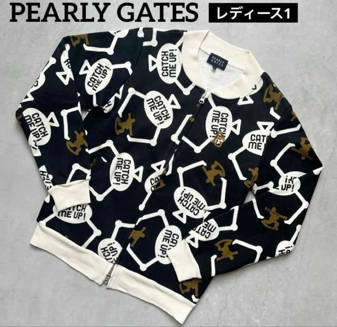 PEARLY GATES 総柄 ダブルジップアップ 裏起毛 ブルゾン サイズ1