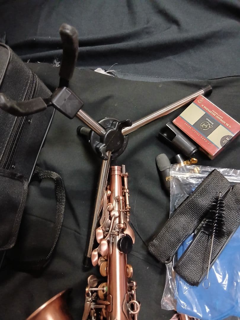 カーブド　ソプラノサックス　アンティークブロンズ　無銘　美品