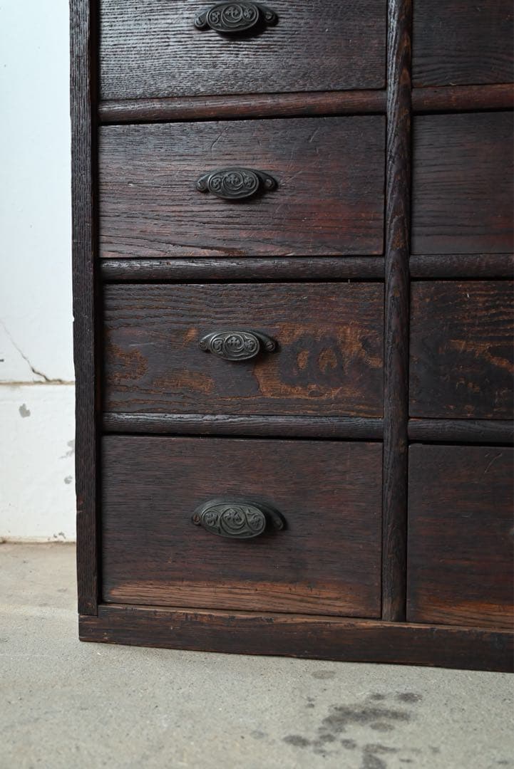 最終値① 店舗什器 引出 古家具 古道具 古美術 骨董 アンティーク 箪笥 抽斗